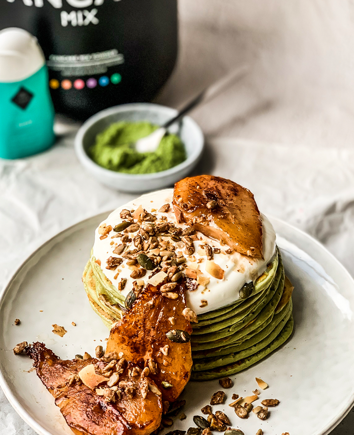 Matcha_pear_pancakes